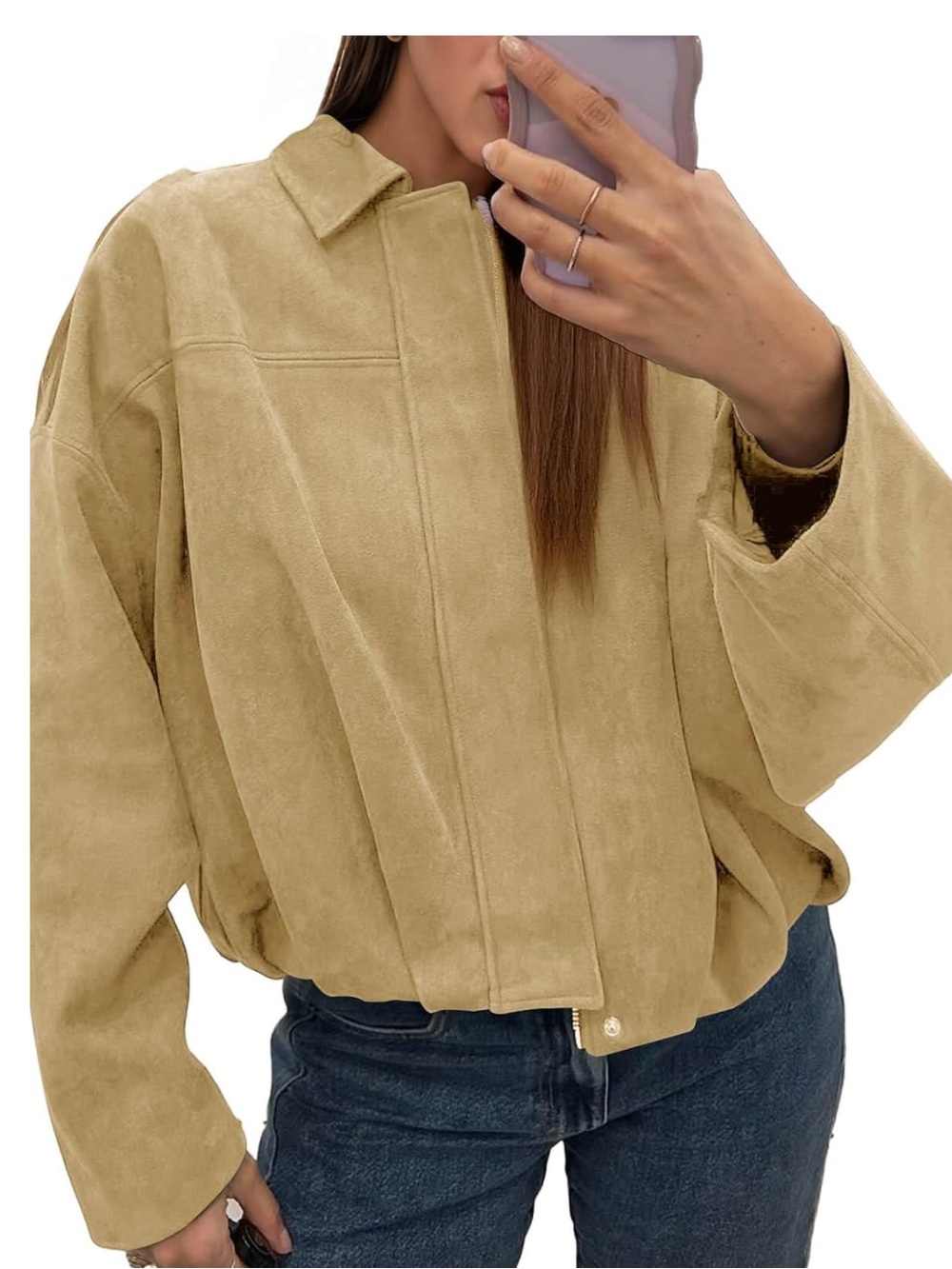 NWT 🤎 Suede Bubble Oversized Jacket - Picture 2 of 14